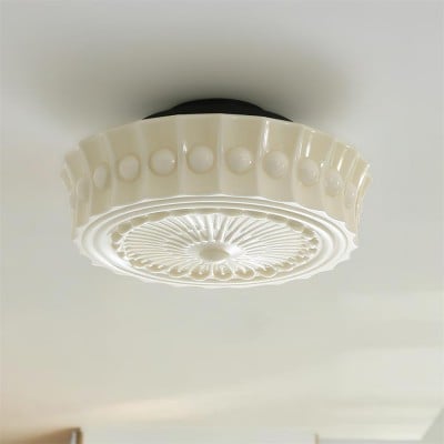 French Vintage Glass Cream Style Ceiling Light HL555