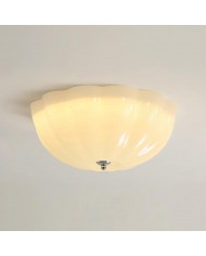 Franse vintage glazen plafondlamp in crèmestijl HL555