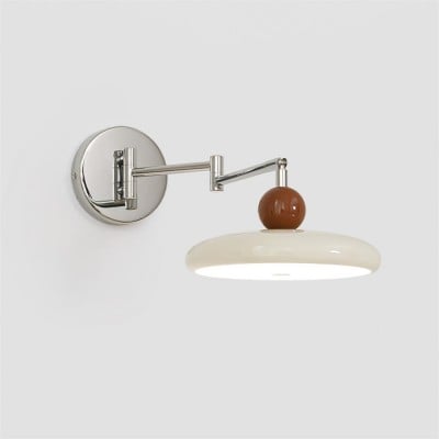 Crèmekleurige verstelbare zwenkarm schijf leeswandlamp HL606 Crèmekleurige verstelbare zwenkarm schijf leeswandlamp HL606