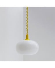 Middeleeuwse crèmekleurige glazen hanglamp HL494