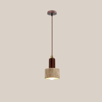Traditional Japanese Travertine Wood Pendant Lamp HL869 Traditional Japanese Travertine Wood Pendant Lamp HL869