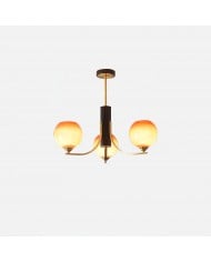 Lustre vintage en verre kaki du milieu du siècle HL840