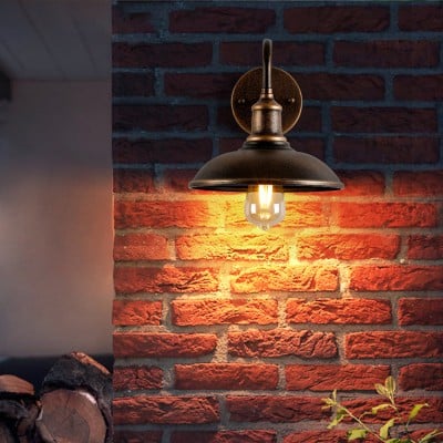 Retro industriële komvormige waterdichte buitenwandlamp HL999