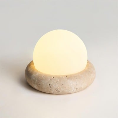 Modern Travertine Cute Mini Orb Table Lamp HL963 Modern Travertine Cute Mini Orb Table Lamp HL963