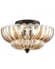 Eloise Retro-Deckenleuchte aus Milchglas, halbbündige Montage, HL948 Eloise Retro-Deckenleuchte aus Milchglas, halbbündige Montage, HL948