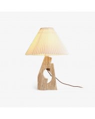 Lámpara de mesa minimalista moderna con base de travertino y orbe de cristal HL940