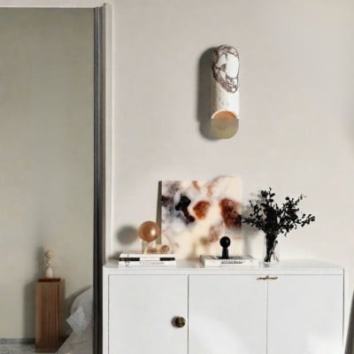 Capsule Wall Lamp - Oval Travertine And Marble Design HL1049 Capsule Wall Lamp - Oval Travertine And Marble Design HL1049