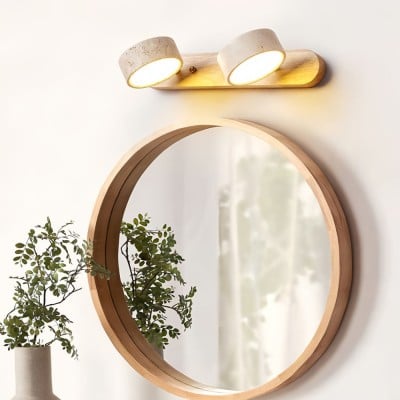 Travertine Wood Wall Sconce - Rotatable LED Vanity Lighting HL1052 Travertine Wood Wall Sconce - Rotatable LED Vanity Lighting HL1052