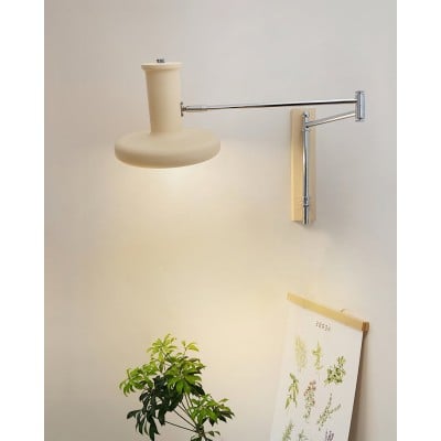 Lámpara de pared moderna de metal con brazo oscilante y disco, estilo crema, HL1089