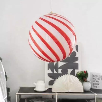 Creative Circus Red Stripe Spherical Pendant Lamp HL1084