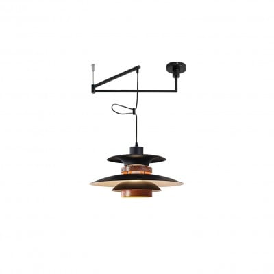 Meerlaagse houtnerf hanglamp met zwenkarm HL1088