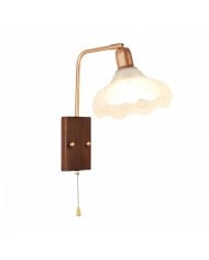 Verstelbare wandlamp met cilindervormige zwenkarm van hout en ijzer HL1085