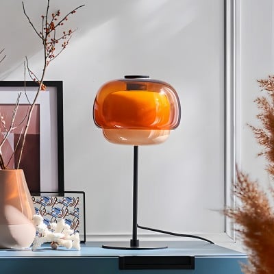 Kupolfärgad bordslampa i glas - Retro svampformad skärm HL1095 Kupolfärgad bordslampa i glas - Retro svampformad skärm HL1095