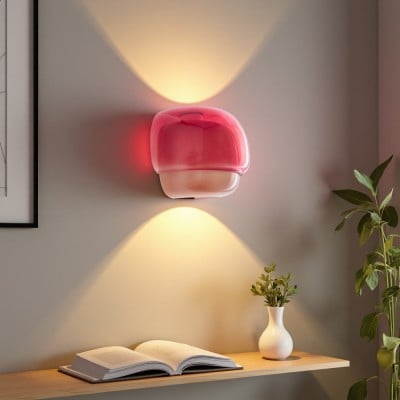 Färgglad vägglampa i glas - Modern sänglampa med dubbel sfär HL1096 Färgglad vägglampa i glas - Modern sänglampa med dubbel sfär HL1096