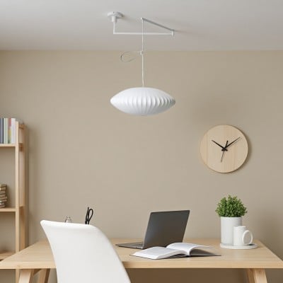 Lámpara colgante de brazo oscilante Nelson Saucer - Modern Silk Lighting HL1099