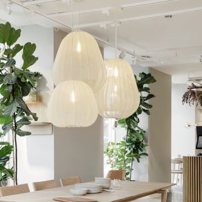 Vit tyghängelampa - Nordisk lyktskärm för sovrum HL1316