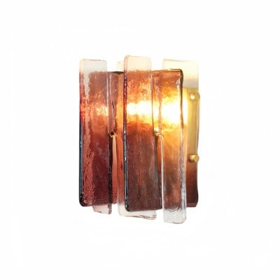 Amber Glass Block Wall Lamp - Industrial Metal Bedside Lamp HL1322
