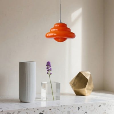 Art Deco-glashänglampa - Bauhaus Donut Färgglad Design HL1334