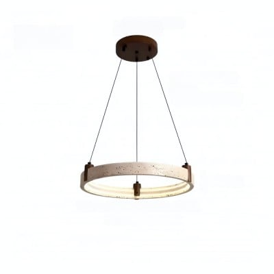 Enkel rund travertin pendellampa HL974