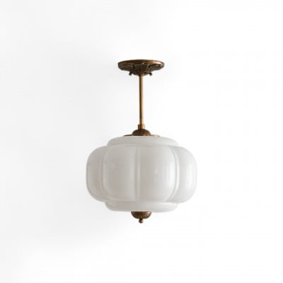 Eloise Vintage Pumpkin Glass Semi-Flush Mount Pendant Light HL950 Eloise Vintage Pumpkin Glass Semi-Flush Mount Pendant Light HL950