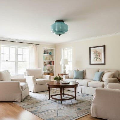 Eloise Retro Milk Glass Semi Flush Mount Ceiling Light HL948 Eloise Retro Milk Glass Semi Flush Mount Ceiling Light HL948