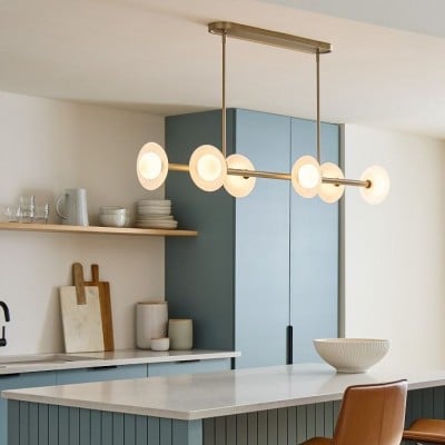 Lustre linéaire Elorina à 6 lumières - Luminaire de salle à manger moderne en métal HL1523