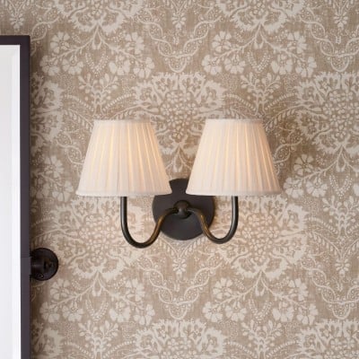 Luvora Vintage Geplooide Wandlamp - Moderne Wandverlichting van Messing en Linnen HL1594