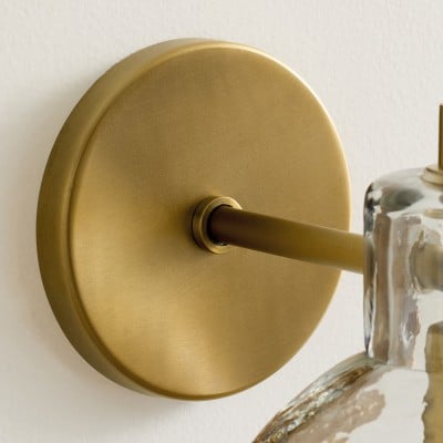 Applique double en verre recyclé Glavira - Applique murale d'intérieur en laiton HL1558