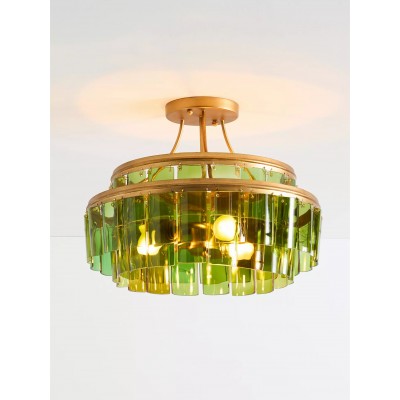 Verdura Glass Semi-Flush Mount - Elegante groene glazen plafondarmatuur HL1372