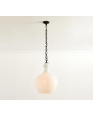 Suspension tambour en verre Driscoll - Lampe suspendue contemporaine en laiton HL1539