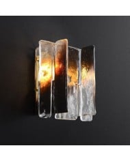 Moderne luxe rechthoekige koperen glazen wandlamp met 1 lichtpunt voor de woonkamer HL1423