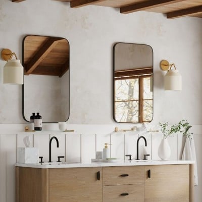Hanton Modern Minimalist Brass and Glass Sconce – Damp Rated for Bathrooms HL1622 Hanton Modern Minimalist Brass and Glass Sconce – Damp Rated for Bathrooms HL1622