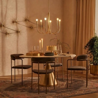 Borvia Swoop Arm Chandelier - Vintage-Inspired Modern Perfect for Home HL1457 Borvia Swoop Arm Chandelier - Vintage-Inspired Modern Perfect for Home HL1457