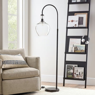 Lampadaire Lawson en verre recyclé - Éclairage en aluminium finition laiton unique HL1538