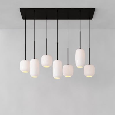Lustre sculptural Lumivelle à 7 lumières – Suspension moderne en verre à hauteur réglable HL1498