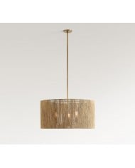 Lampa wisząca Dumora Iron Linen Drum – antyczny mosiądz, wisząca lampa sufitowa HL1562