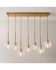 Lustre sculptural Lumivelle à 7 lumières – Suspension moderne en verre à hauteur réglable HL1498