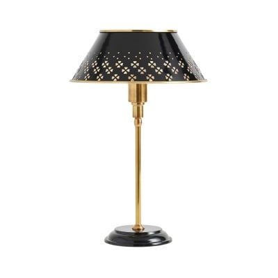 Auriglow Brass Floral Design Perforated Table Lamp – Space Age Inspired HL1385 Auriglow Brass Floral Design Perforated Table Lamp – Space Age Inspired HL1385
