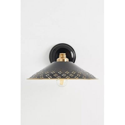 Auriglow Modern Wall Sconce – Brass Perforated Light for Bedroom or Hallway HL1383 Auriglow Modern Wall Sconce – Brass Perforated Light for Bedroom or Hallway HL1383