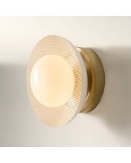 Applique da parete Rivolence – Lampada in vetro lattiginoso in ottone anticato HL1471