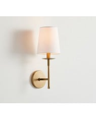 Applique cylindrique en verre Driscoll - Applique murale classique en fer avec abat-jour en verre transparent HL1537