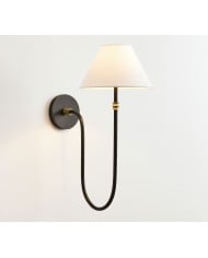 Applique Bravira en verre strié - Applique murale en métal avec abat-jour en verre transparent HL1552