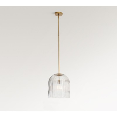 Suspension Bravira en verre strié - Élégante lampe pour îlot de cuisine HL1551