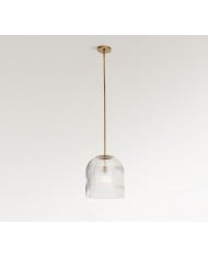 Suspension Auria en métal et laiton - Finition vintage avec abat-jour en verre HL1546