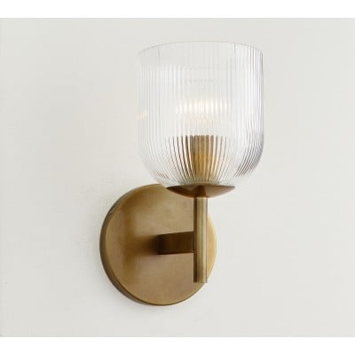 Bravira geribbelde glazen wandlamp - metalen wandlamp met heldere glazen kap HL1552