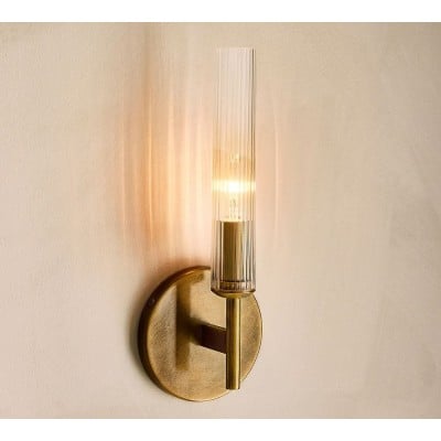 Applique murale Bravira en verre strié – Tube métallique aux finitions classiques HL1554