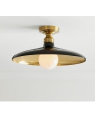Dumora Linen Drum Plafondlamp - Inbouwarmatuur van ijzer met stoffen kap HL1571