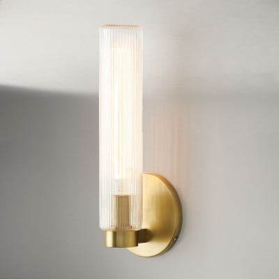 Rivora gecanneleerde glazen wandlamp voor binnen en buiten - moderne wandlamp voor woondecoratie HL1618