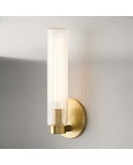 Applique da parete moderna Curva Metal - Braccio in ottone anticato con paralume a disco color crema HL1771