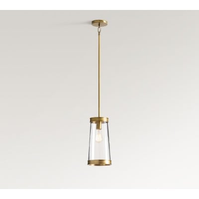 Suspension tambour en verre Driscoll - Lampe suspendue contemporaine en laiton HL1539